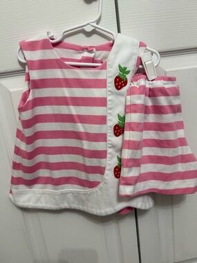 The Beaufort Bonnet Company Pink and White Striped Strawberry Set